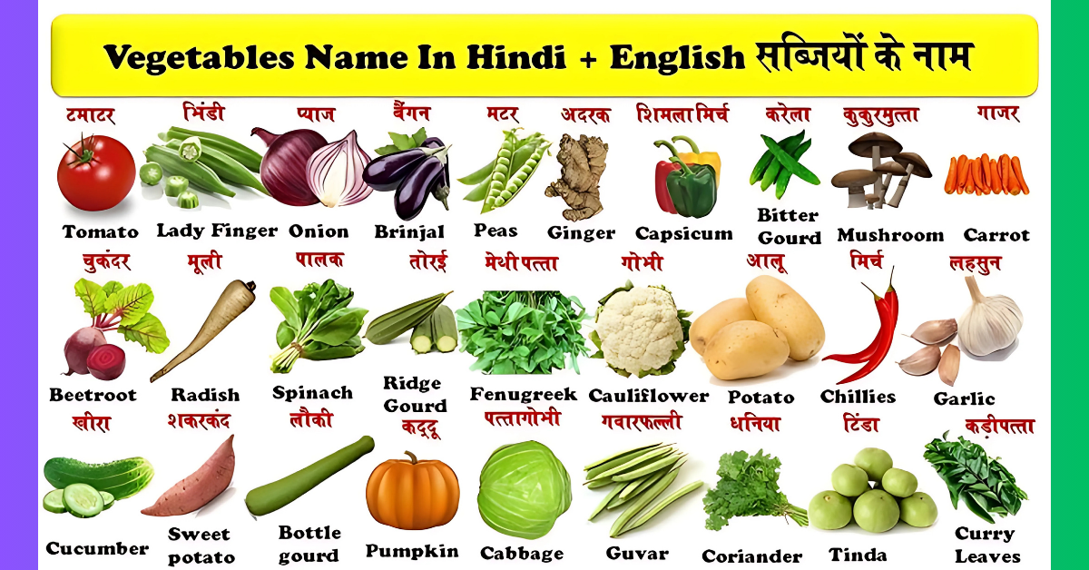 Vegetables Name in Hindi and English