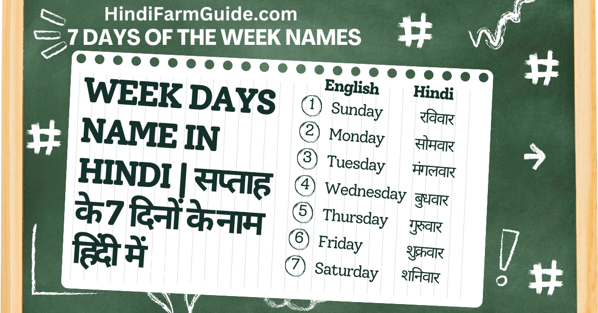 7 Days of the Week Names